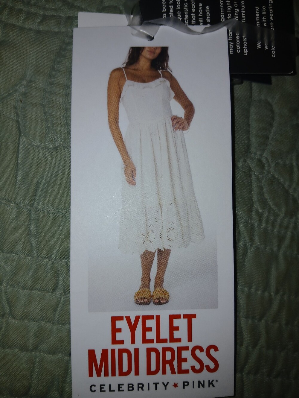 Celebrity Pink White Eyelet Spaghetti-Strap Midi Dress XL